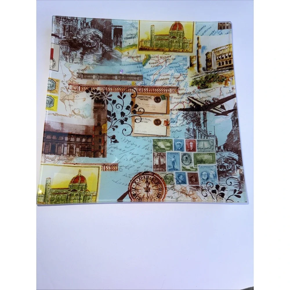Set‎ 2- Postcard Photos Glass Plates Reverse Decorated Italy France Fringe 8